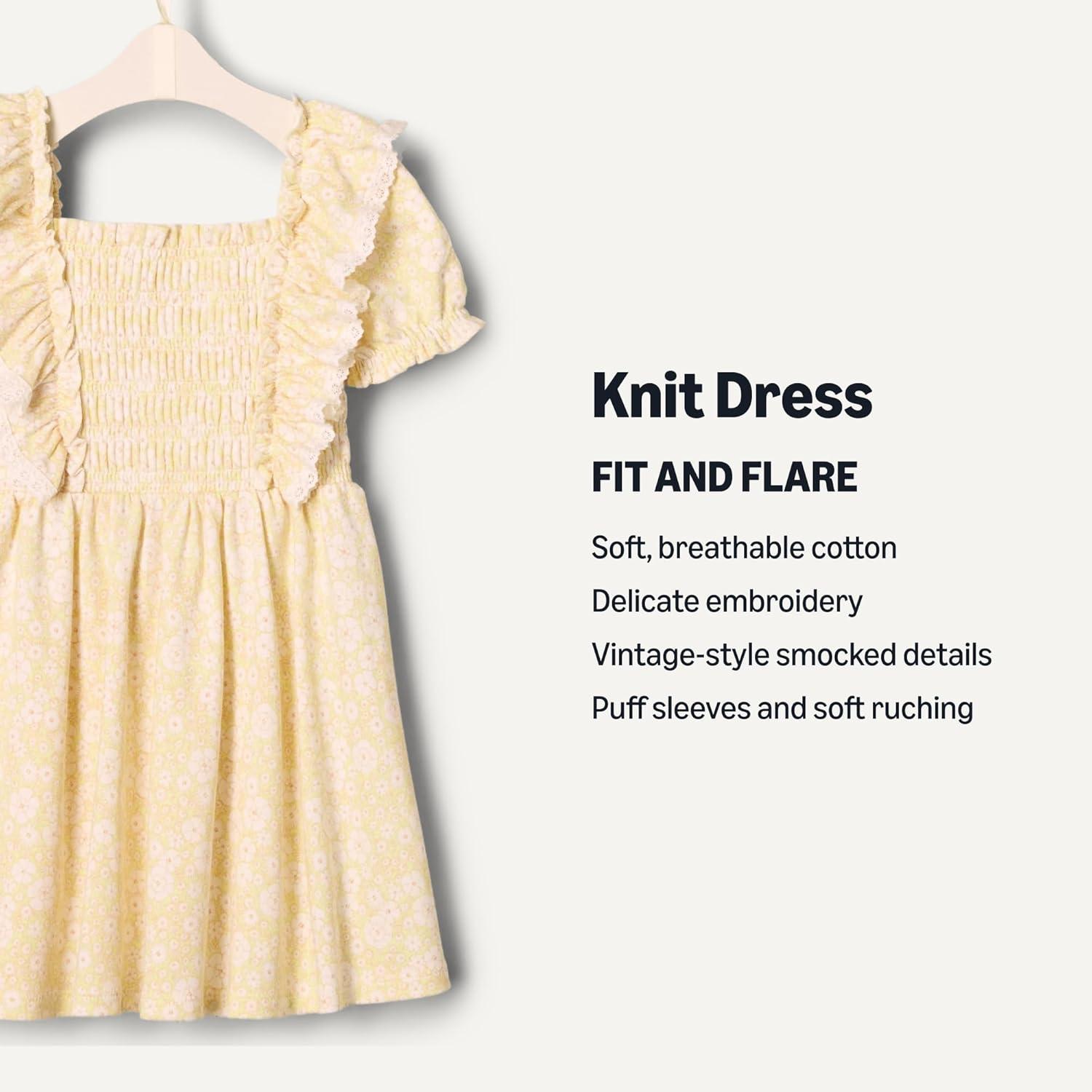 imageAmazon Essentials x Sofia Grainge Toddlers and Baby Girls Embroidered Knit DressLight Yellow Delicate Floral