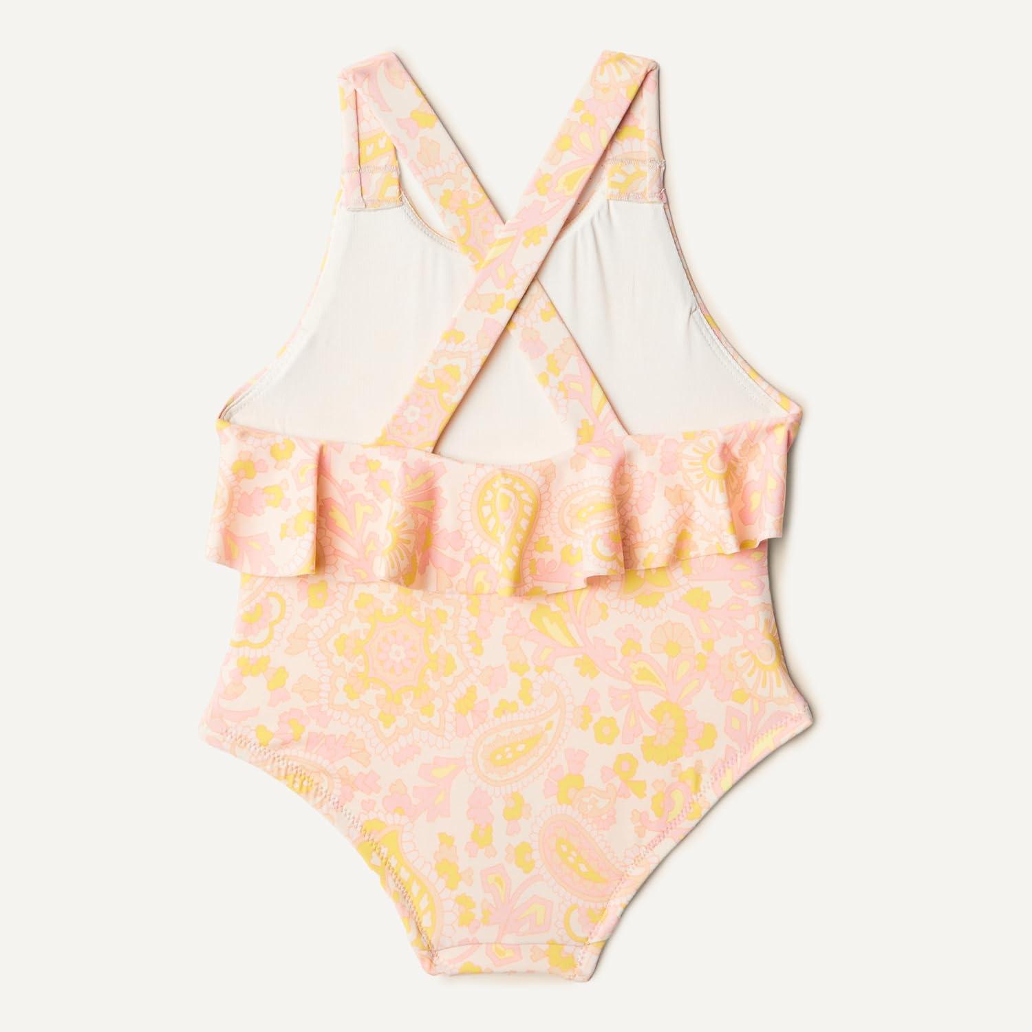 imageAmazon Essentials x Sofia Grainge Toddlers and Baby Girls OnePiece SwimsuitShell Pink Ornate Paisley