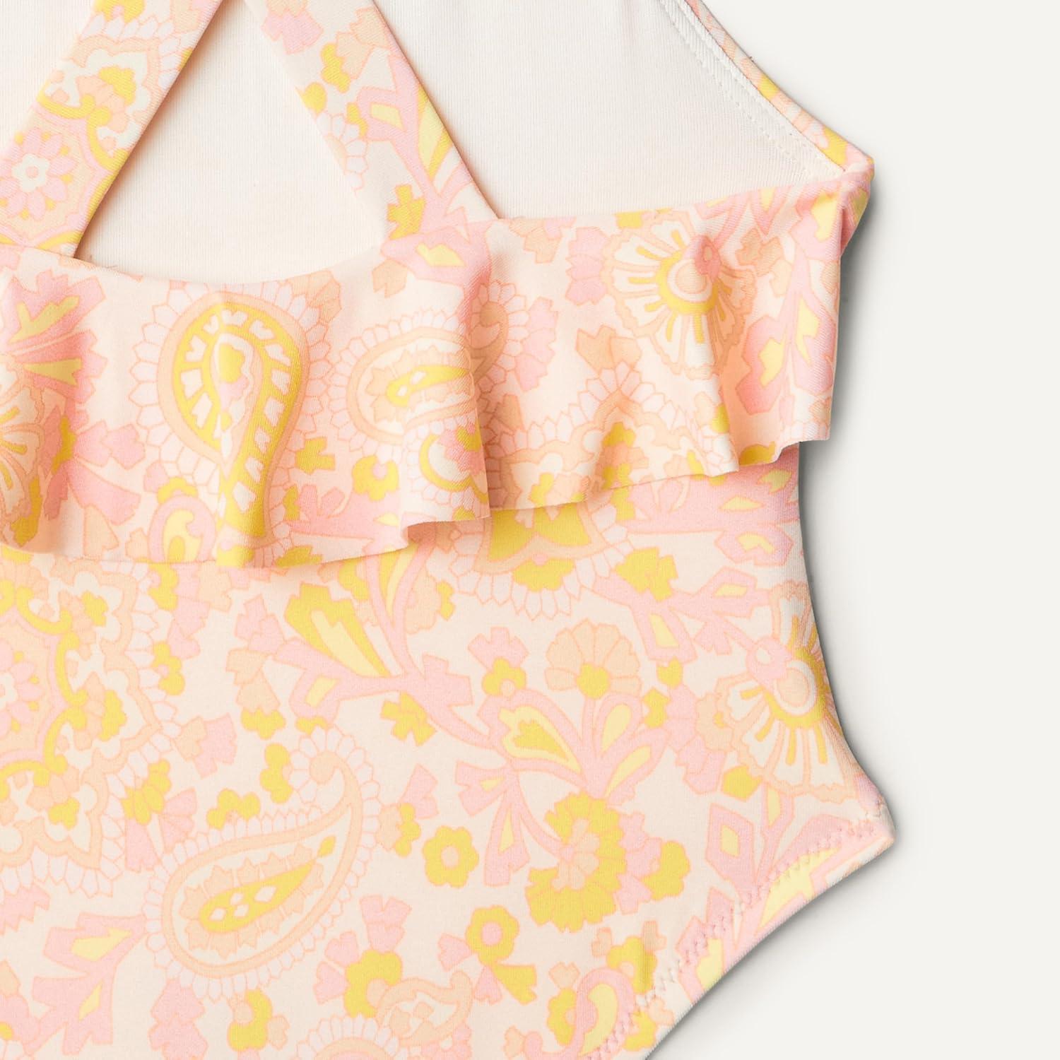 imageAmazon Essentials x Sofia Grainge Toddlers and Baby Girls OnePiece SwimsuitShell Pink Ornate Paisley