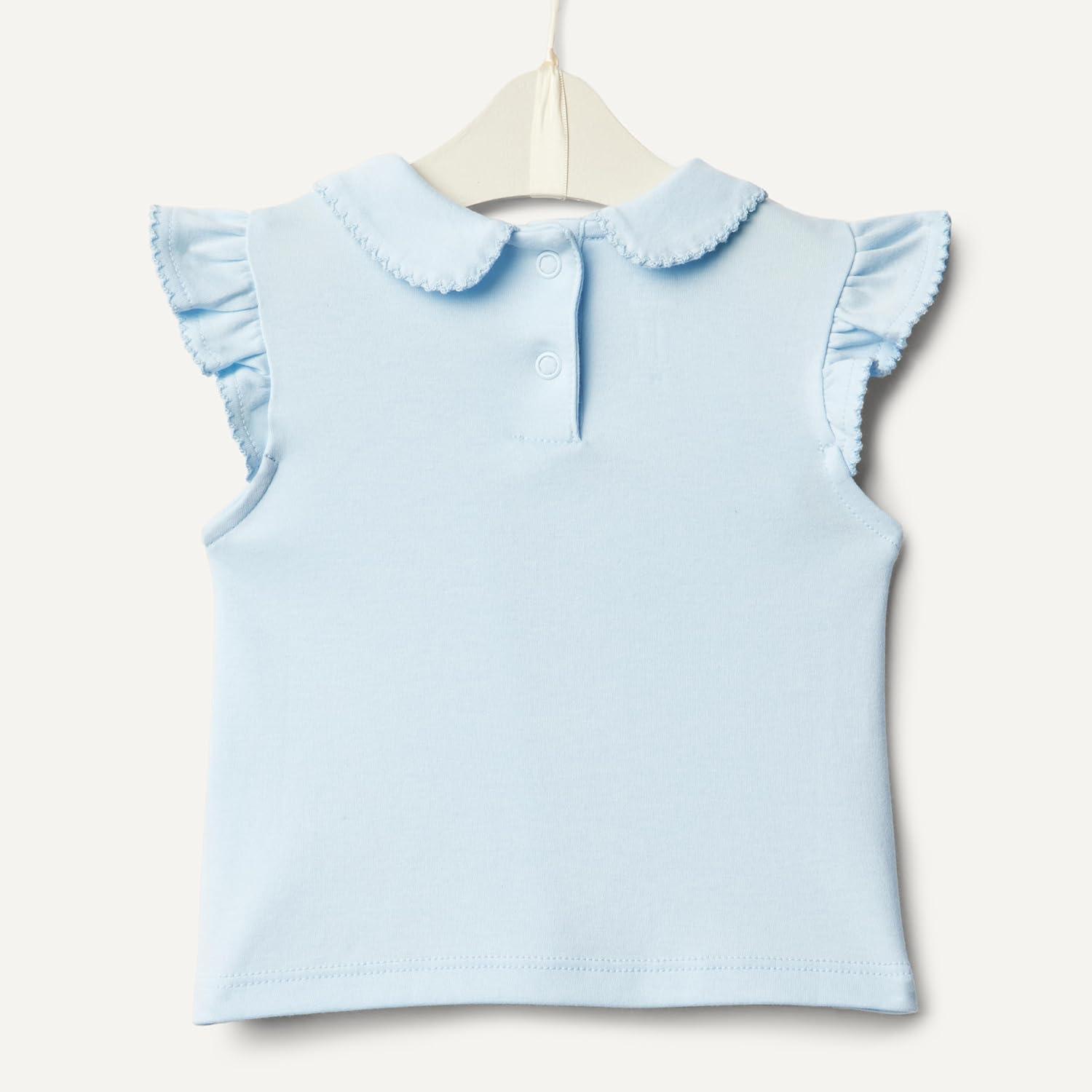 imageAmazon Essentials x Sofia Grainge Toddlers and Baby Girls Short Sleeve Blouse Pack of 2Light BlueStripe