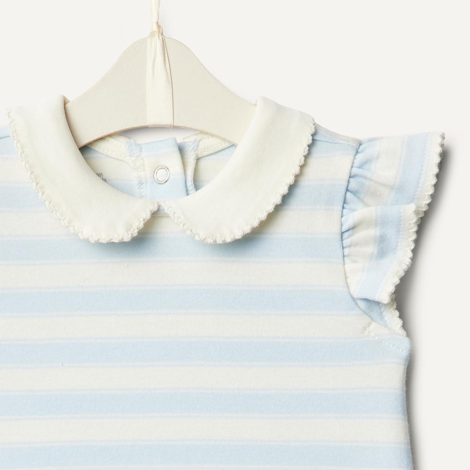 imageAmazon Essentials x Sofia Grainge Toddlers and Baby Girls Short Sleeve Blouse Pack of 2Light BlueStripe