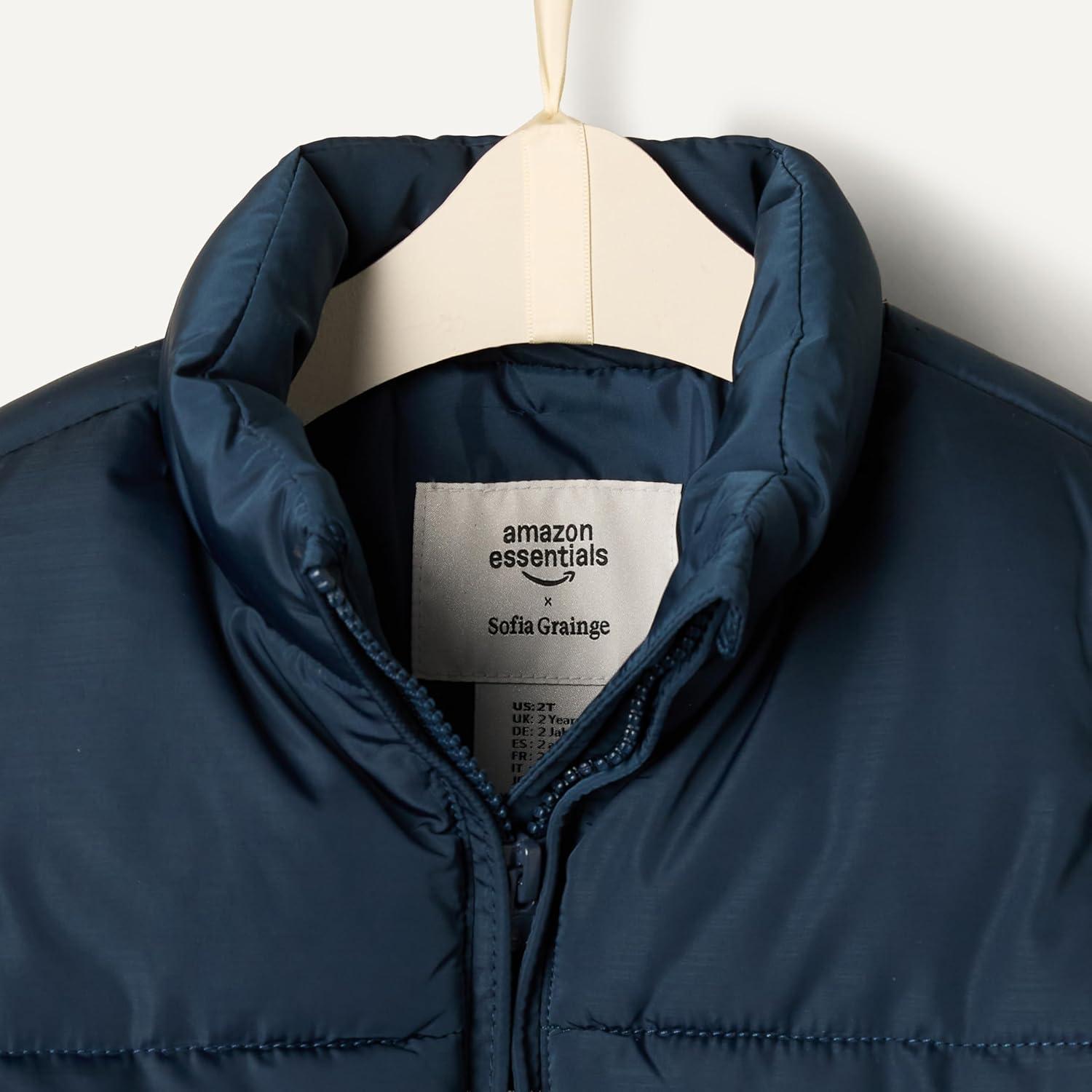 imageAmazon Essentials x Sofia Grainge Toddlers and Baby Girls Taffeta Puffer JacketBlue