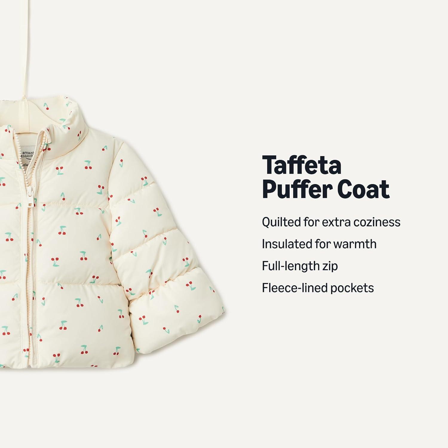 imageAmazon Essentials x Sofia Grainge Toddlers and Baby Girls Taffeta Puffer JacketIvory Cherries