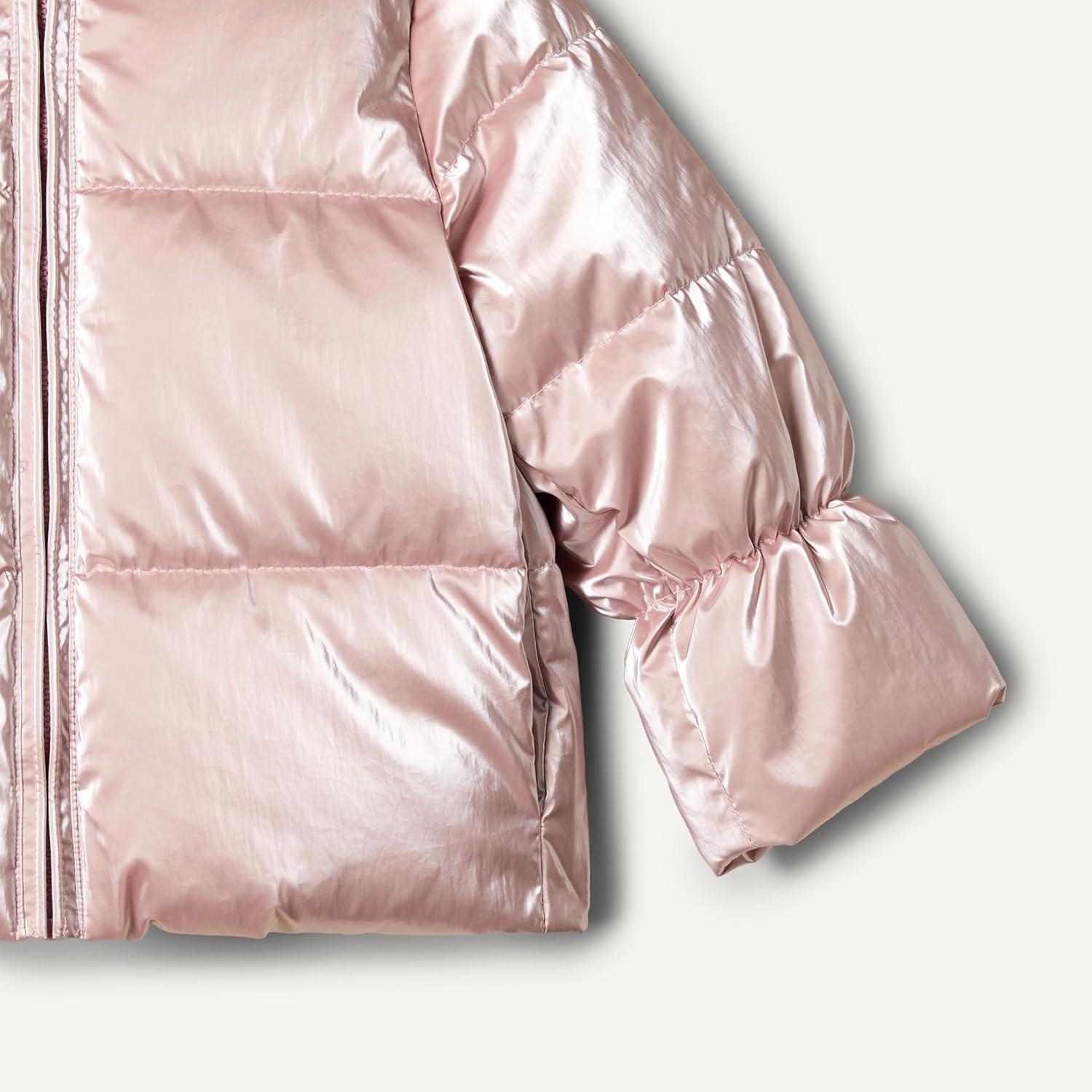 imageAmazon Essentials x Sofia Grainge Toddlers and Baby Girls Taffeta Puffer JacketMetallic Light Pink