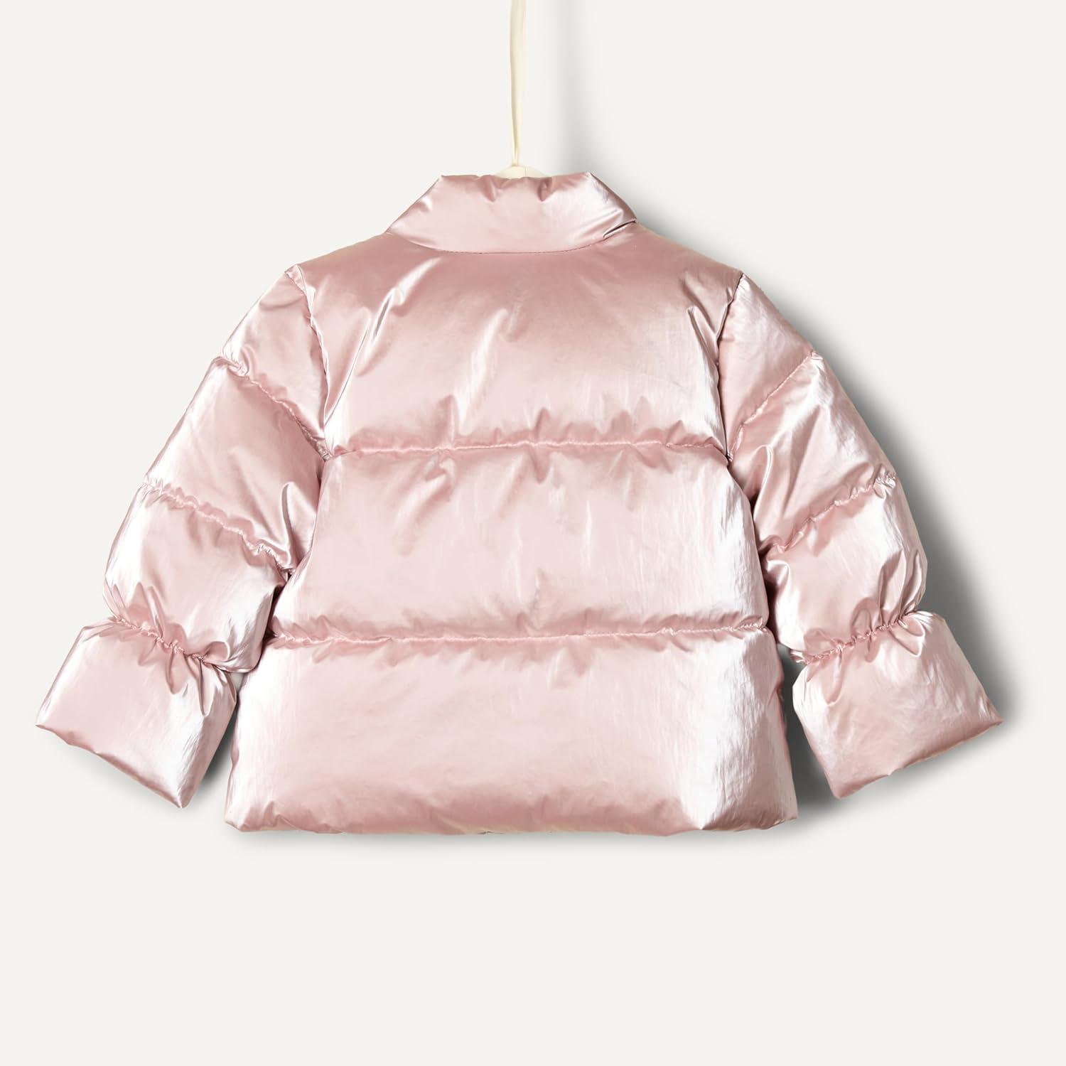 imageAmazon Essentials x Sofia Grainge Toddlers and Baby Girls Taffeta Puffer JacketMetallic Light Pink