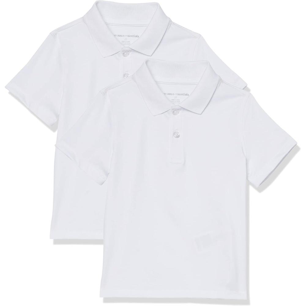 imageAmazon Essentials Boys and Toddlers ShortSleeve Active Performance Polo Shirts Pack of 2White