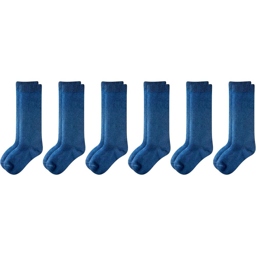 imageAmazon Essentials Unisex Kids Comfortable Casual Cotton Knee High Socks 6 PairsNavy