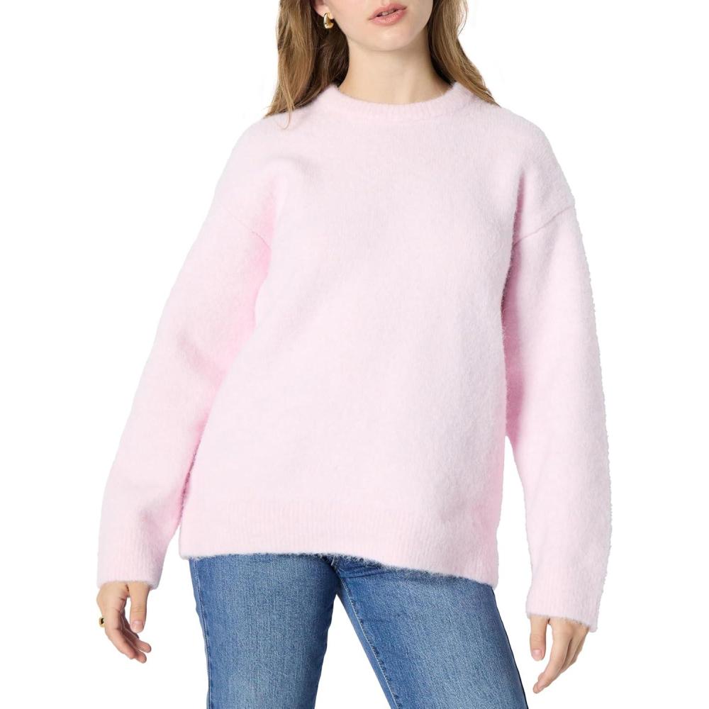 imageAmazon Essentials Womens OversizedFit Faux Mohair Crewneck SweaterPastel Lilac