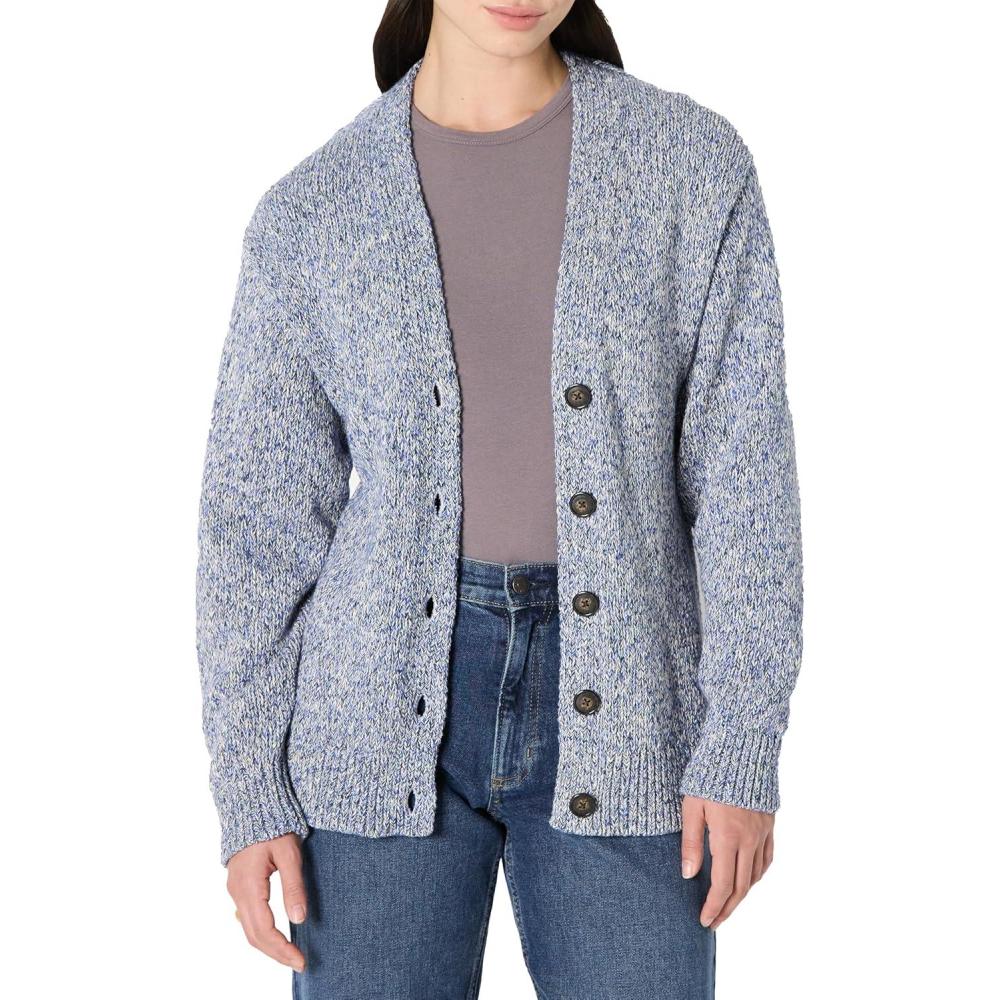 imageAmazon Essentials Womens OversizedFit MultiColor Heavyweight ButtonUp CardiganBright Blue Marl