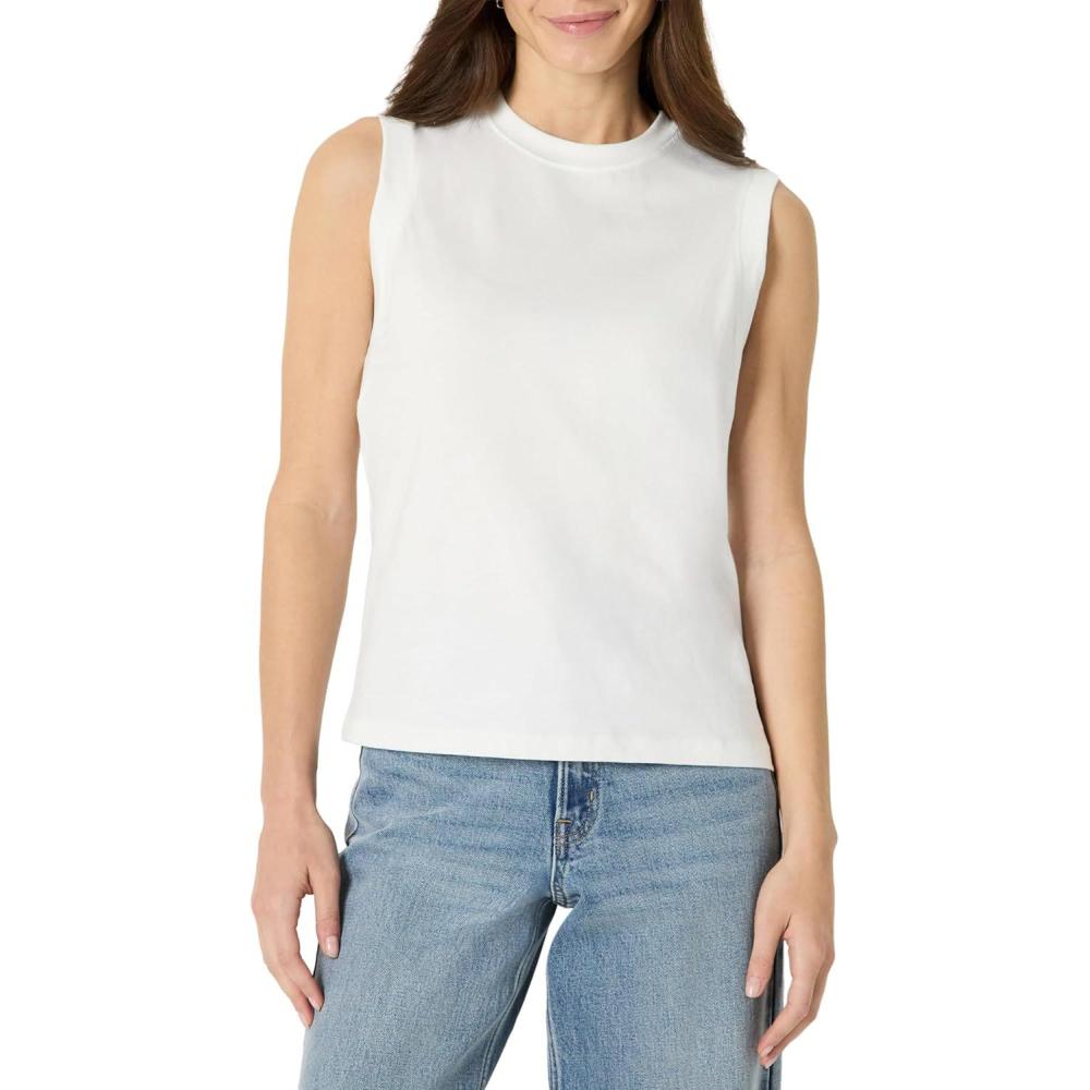 imageAmazon Essentials Womens RelaxedFit Cotton Muscle TeeWhite