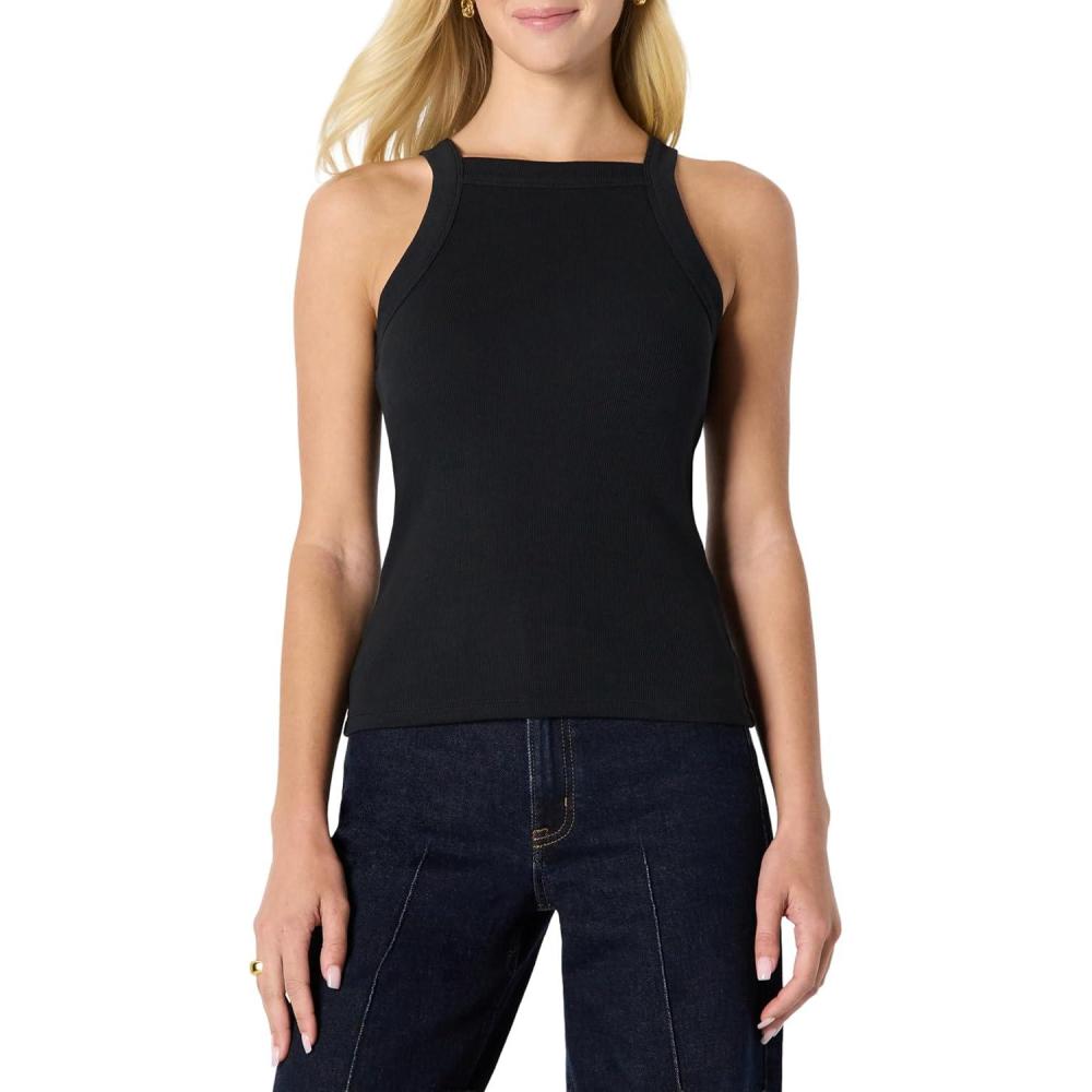 imageAmazon Essentials Womens SlimFit Stretch Rib HighNeck TankBlack