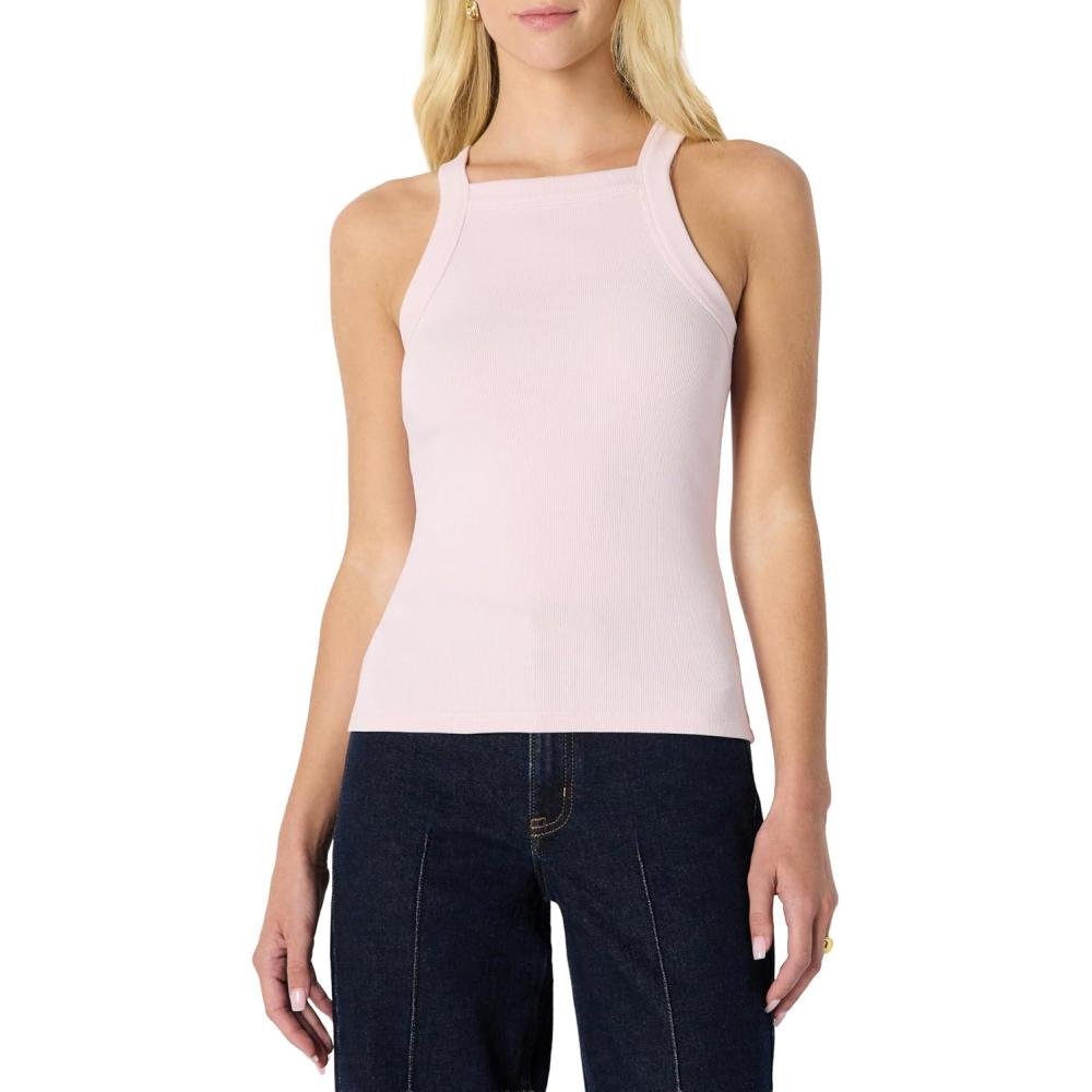 imageAmazon Essentials Womens SlimFit Stretch Rib HighNeck TankPastel Lilac