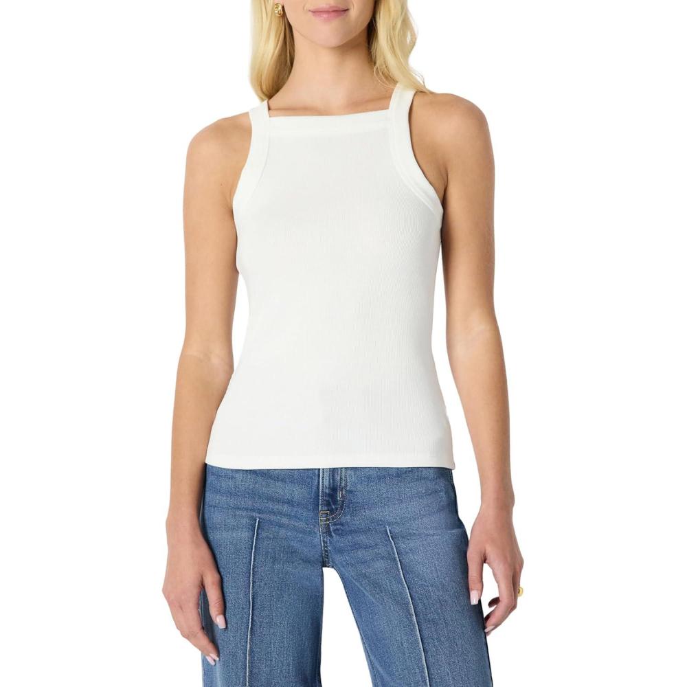 imageAmazon Essentials Womens SlimFit Stretch Rib HighNeck TankWhite