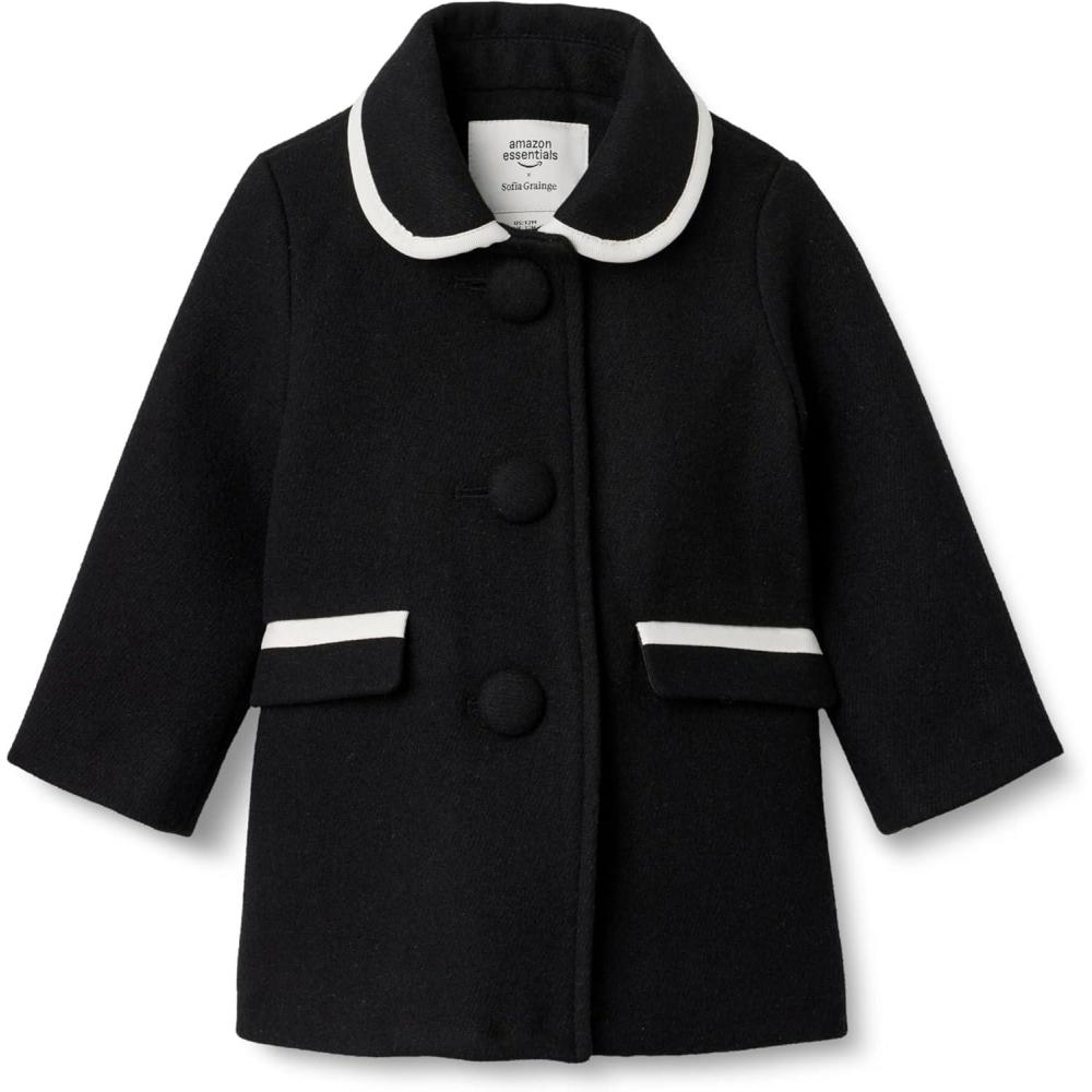 imageAmazon Essentials babygirls Wool Blend CoatBlack