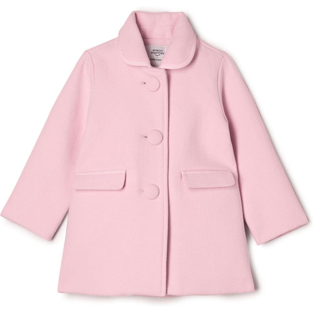 imageAmazon Essentials babygirls Wool Blend CoatPink