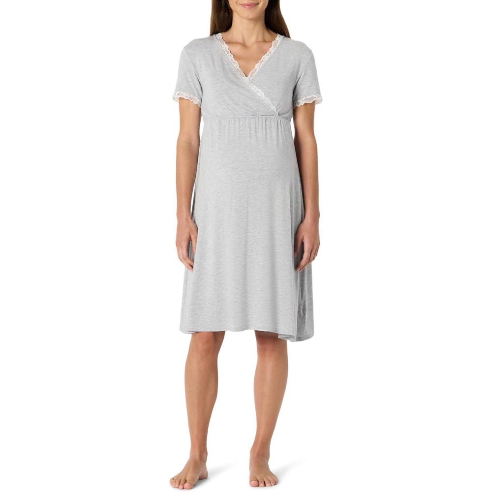 imageAmazon Essentials womens Soft Modal Nursing Maternity Sleepwear NightgownMedium Grey Heather