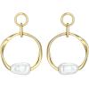 imageAmazon Essentials Baroque Pearl Hoop Earrings for Women  GoldTone Fine Silver Plated Open Circle Design Modern Jewelry