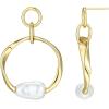 imageAmazon Essentials Baroque Pearl Hoop Earrings for Women  GoldTone Fine Silver Plated Open Circle Design Modern Jewelry
