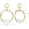 imageAmazon Essentials Baroque Pearl Hoop Earrings for Women  GoldTone Fine Silver Plated Open Circle Design Modern Jewelry