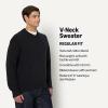 imageAmazon Essentials Mens RegularFit Cotton Blend VNeck SweaterBlack