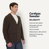 imageAmazon Essentials Mens RelaxedFit Cotton Blend CardiganChocolate Heather