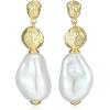 imageAmazon Essentials Pearl Drop Earrings for Women  GoldTone Fine Silver Plated Bridal Jewelry
