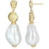 imageAmazon Essentials Pearl Drop Earrings for Women  GoldTone Fine Silver Plated Bridal Jewelry