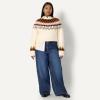 imageAmazon Essentials Womens OversizedFit Fair Isle Crewneck SweaterCream Caramel Chevron Knit