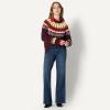 imageAmazon Essentials Womens OversizedFit Fair Isle Crewneck SweaterDark Burgundy Cream Chevron Knit
