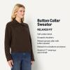 imageAmazon Essentials Womens RelaxedFit Button Collar SweaterChocolate Heather