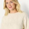 imageAmazon Essentials Womens RelaxedFit Cable Crewneck SweaterOatmeal Heather