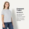 imageAmazon Essentials Womens RelaxedFit Cotton Crewneck TShirtLight Grey Heather