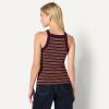 imageAmazon Essentials Womens SlimFit Stretch Rib HighNeck TankBurgundy Brown Stripe