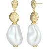 imageAmazon Essentials Pearl Drop Earrings for Women  GoldTone Fine Silver Plated Bridal Jewelry