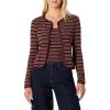 imageAmazon Essentials Womens SlimFit Ribbed Cardigan ampamp Cami Set with Removable StrapsBurgundy Brown Stripe