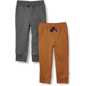 imageAmazon Essentials Boys Fleece Jogger SweatpantsCharcoal HeatherLight Brown