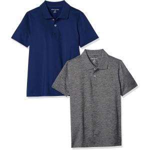 imageAmazon Essentials Boys and Toddlers ShortSleeve Active Performance Polo Shirts Pack of 2NavyGrey