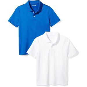 imageAmazon Essentials Boys and Toddlers ShortSleeve Active Performance Polo Shirts Pack of 2Royal BlueWhite