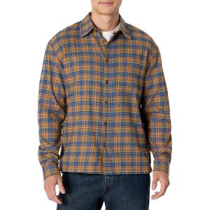 imageAmazon Essentials Mens RelaxedFit LongSleeve Flannel ShirtBlue Dark Khaki Houndstooth Plaid