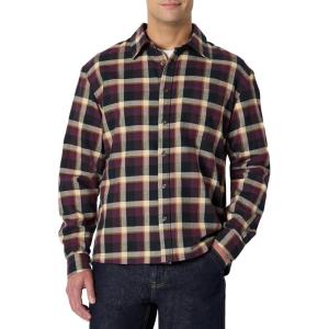 imageAmazon Essentials Mens RelaxedFit LongSleeve Flannel ShirtDark Burgundy Black Check Plaid
