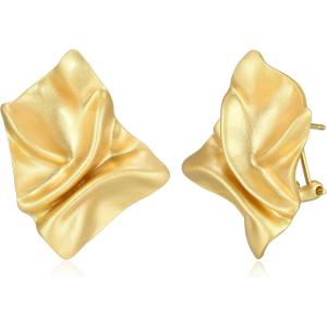 imageAmazon Essentials Sculpted Clip Earrings for Women  GoldTone Fine Silver Plated Trendy Jewelry