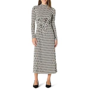 imageAmazon Essentials Womens Fit and Flare LongSleeved Short Maxi DressIvory Washed Bronze Geo