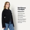 imageAmazon Essentials Womens RegularFit LongSleeve Cardigan with Bell Sleeves and Shaped WaistBlack