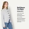 imageAmazon Essentials Womens RegularFit LongSleeve Cardigan with Bell Sleeves and Shaped WaistLight Grey Heather