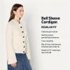imageAmazon Essentials Womens RegularFit LongSleeve Cardigan with Bell Sleeves and Shaped WaistOatmeal Heather