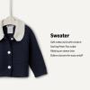 imageAmazon Essentials x Sofia Grainge Unisex Toddlers and Babies Peter Pan Collar Sweater JacketNavy