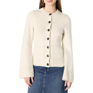 imageAmazon Essentials Womens RegularFit LongSleeve Cardigan with Bell Sleeves and Shaped WaistOatmeal Heather