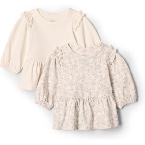 imageAmazon Essentials x Sofia Grainge Toddlers and Baby Girls 34 Sleeve Knit Top Pack of 2IvorySketch Floral