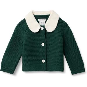 imageAmazon Essentials x Sofia Grainge Unisex Toddlers and Babies Peter Pan Collar Sweater JacketDark Green