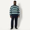imageAmazon Essentials Demis Pick Mens RelaxedFit Faux Mohair Crewneck Pullover SweaterNavy Blue Stripe Knit